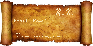 Meszli Kamil névjegykártya